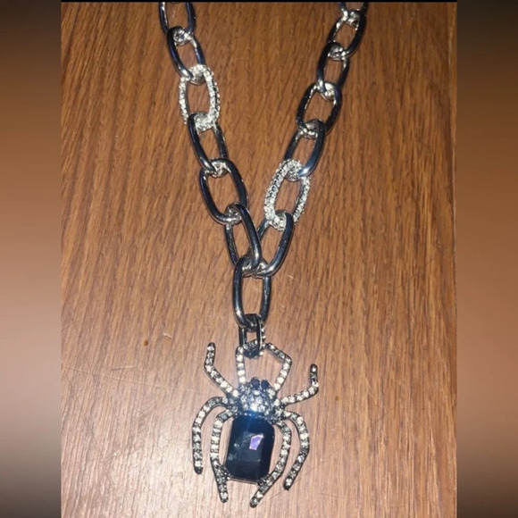 BETSEY JOHNSON Halloween Rich Witch Thick Chain Purple Gemstone Necklace NEW NWT - Picture 2 of 4